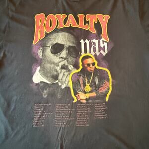 Nas Royalty Tour T-Shirt XXL Black Graphic Hip Hop Rap Tee Streetwear
